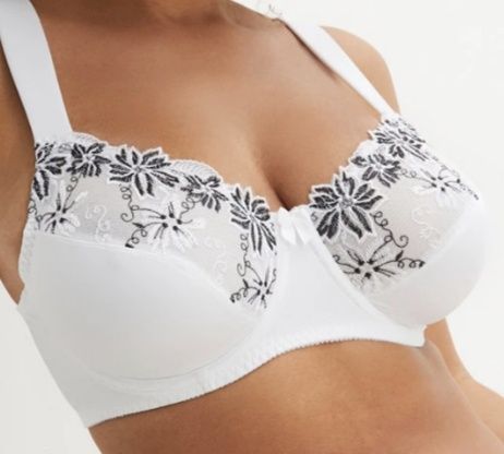 Biustonosz minimizer biało - czarny z koronką 75B Bonprix
