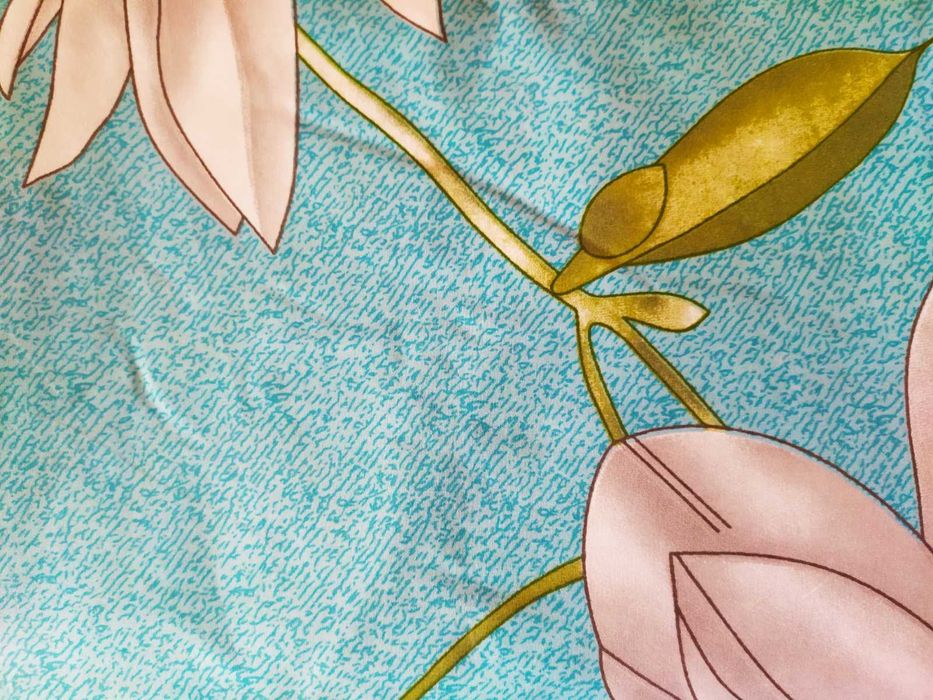 Комплект Постільна білизна Євро розмір Бязь Бавовна Квіти Бірюзова