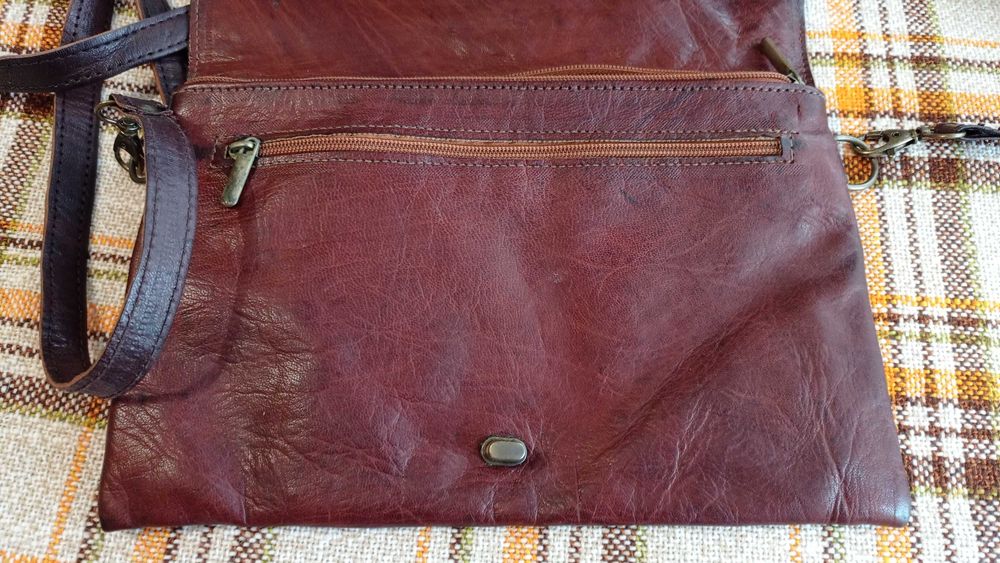 Сумка кожаная с настоящими монетами ручная работа