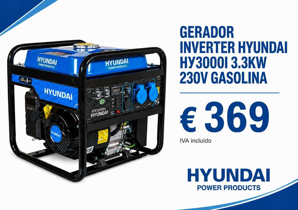 Gerador Inverter Hyundai HY3000i 3.3kW 230V Gasolina LL29