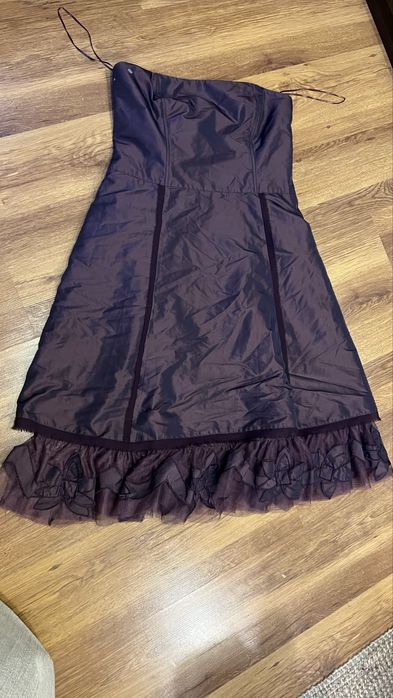 Śliwkowa sukienka gorset Towa impreza lub Strój przebranie L 40