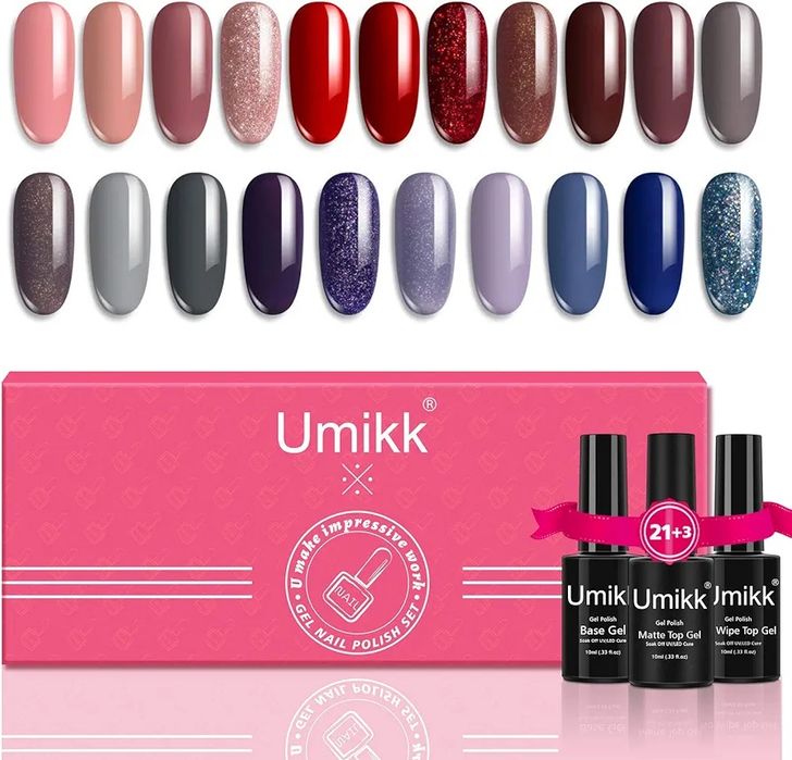 Zestaw lakierów żelowych U mikk 21 szt  wysoka  pigmentacja