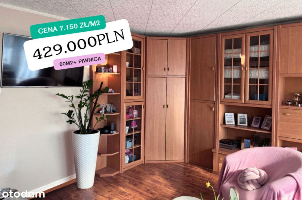 Mieszkanie w centrum , 3 pokoje, 64,5m2 z piwnicą, bez prowizji!