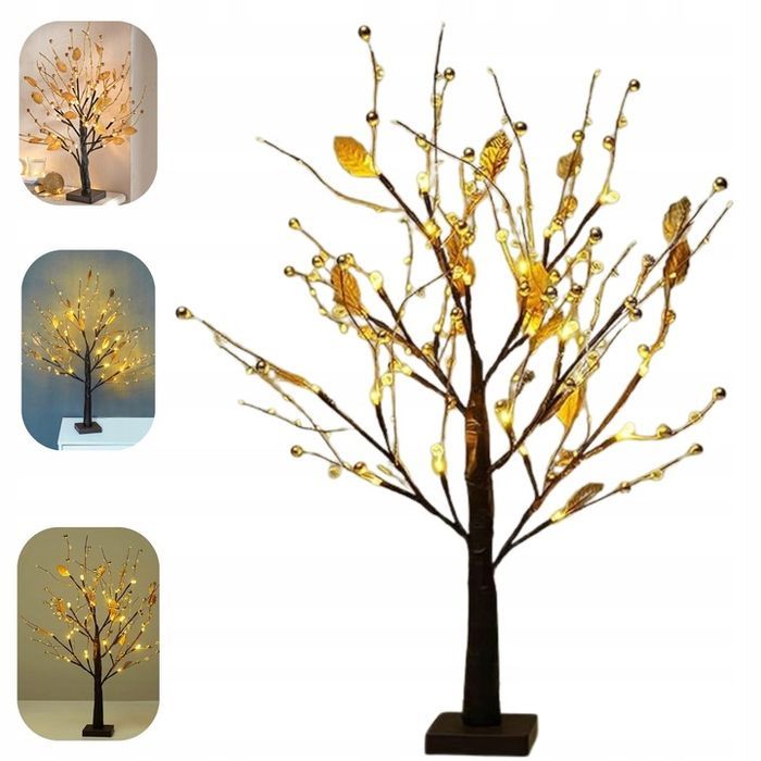 drzewko lampka drzewo liściaste led 55 cm listki świecące ozdoba