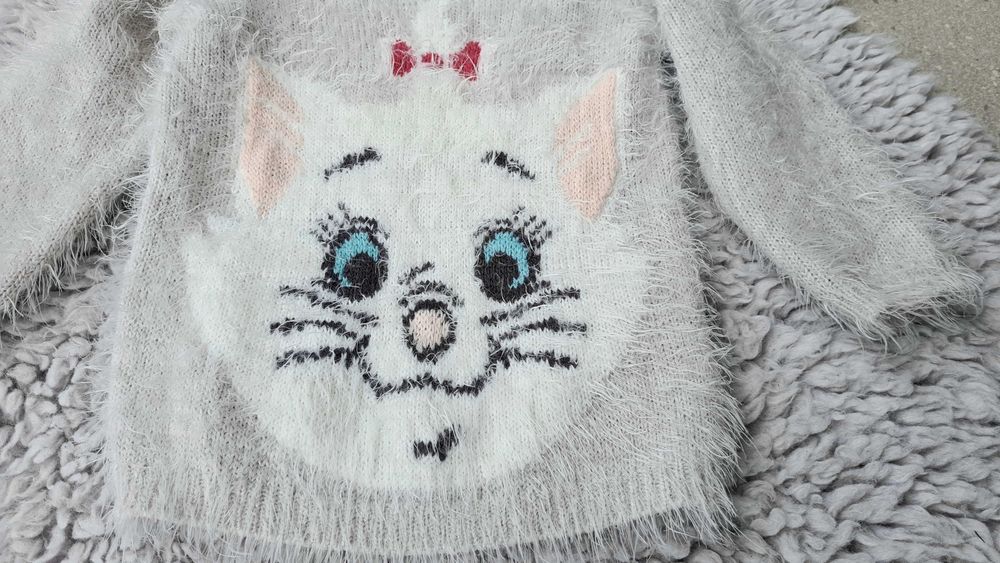 Włochaty ciepły sweter Disney Marie roz 80 /12 mcy