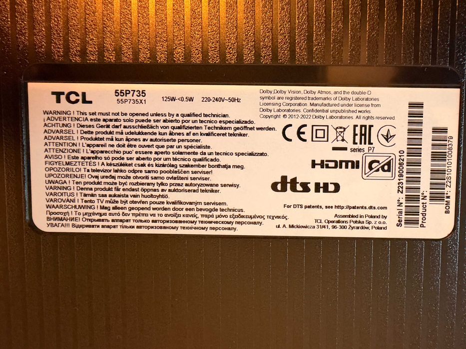 Telewizor TCL 55P735 55" 4K Smart TV Google TV / Dolby Vision