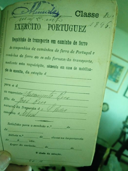 Carta patente e caderneta militar antigas