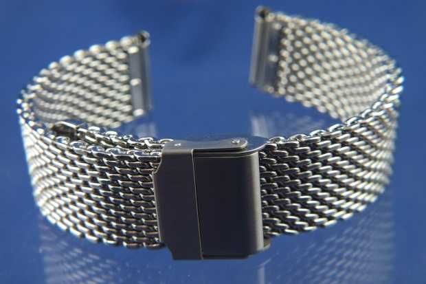 Bransoleta mesh milano do zegarka srebrna 22mm