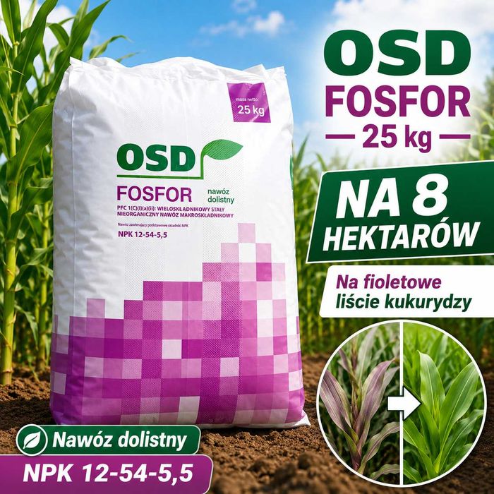 OSD FOSFOR na 8hektarów uprawy, stymulator wzrostu, nawóz dolistny do kukurydzy i roślin fosforolubnych, nawóz na fioletowe liście kukurydzy