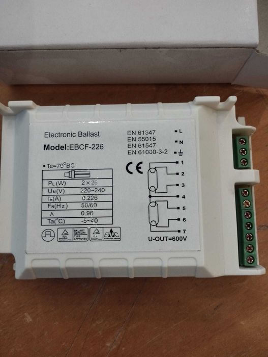 Electronic Ballast for PL Lamp 2x26W