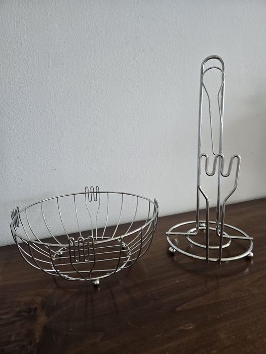 Conjunto de fruteira e porta rolos