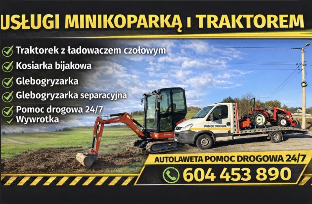 Usługi,wynajem minikoparki/wywrotka/