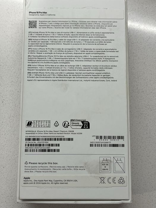 Iphone 16 Pro Max 256GB Desert Titanium Excelente estado Original