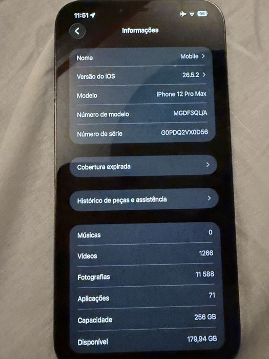iPhone 12 Pro Max 256GB – 96% Bateria – Desbloqueado
