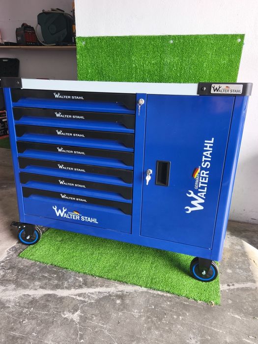 Carrinho de Ferramentas XXL 7 gavetas completas com porta lateral para arrumos Walter STAHL
