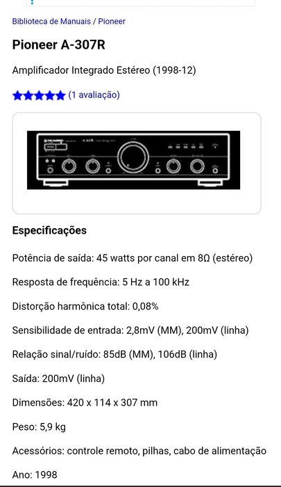 Amplificador Pioneer A 307r