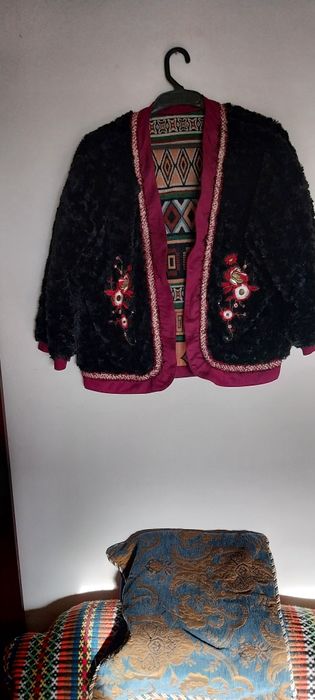 Casaco em pêlo e tecido