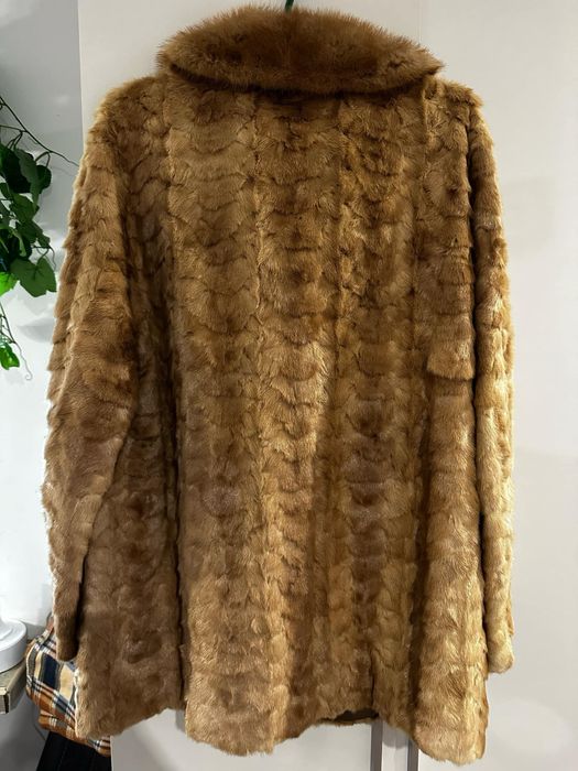 Biszkoptowe futro norki, L, kurtka futrzana