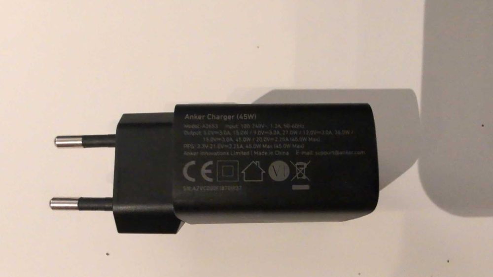 Carregador Rápido ANKER 45W c/ Cabo 1,5m - Pack Individual (NOVO)