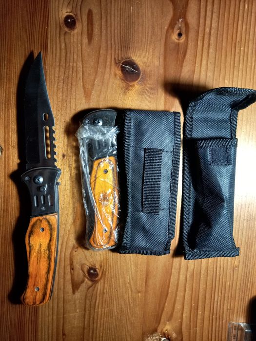 Складаний викидний ніж метал з  дерев'ян накладками на рукояті 163 г д