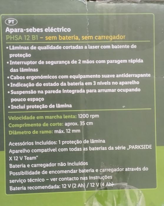 Corta sebes e lanterna a bateria 12v Parkside
