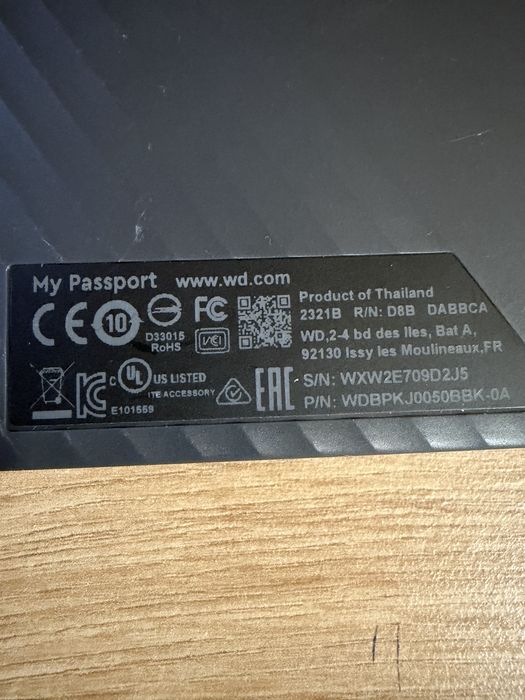 WD My Passport 5TB (WDC WD50NDZW) внешний HDD USB 3.0, SMART OK