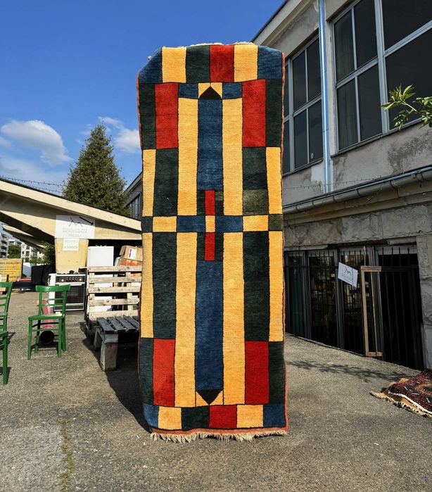 Ręcznie tkany, wełniany, turecki dywan, lata 70, vintage