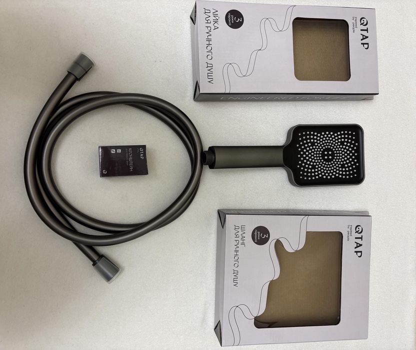 Комплект латунных смесителей для душа Qtap Lipno Graphite