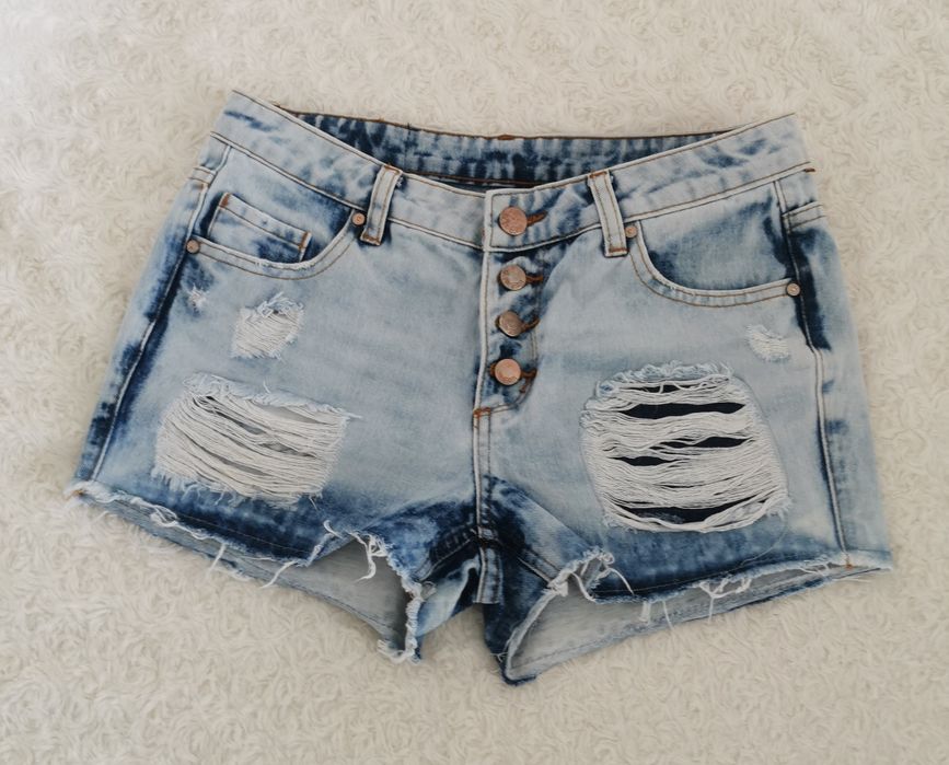 Krotkie spodenki jeans szorty damskie rozmiar S 36