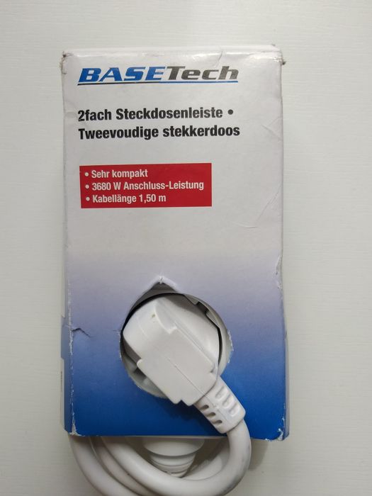 Новый  удлинитель Basetech BT-2108040 на 2е розетки оригинал.