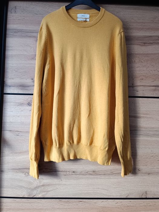 Elegancki sweter męski prążkowany dzianinowy M&S Collection bawełna M