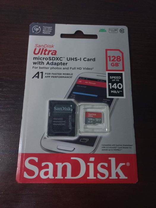 SanDisk Ultra microSDXC 128GB A1 UHS-I + адаптер
