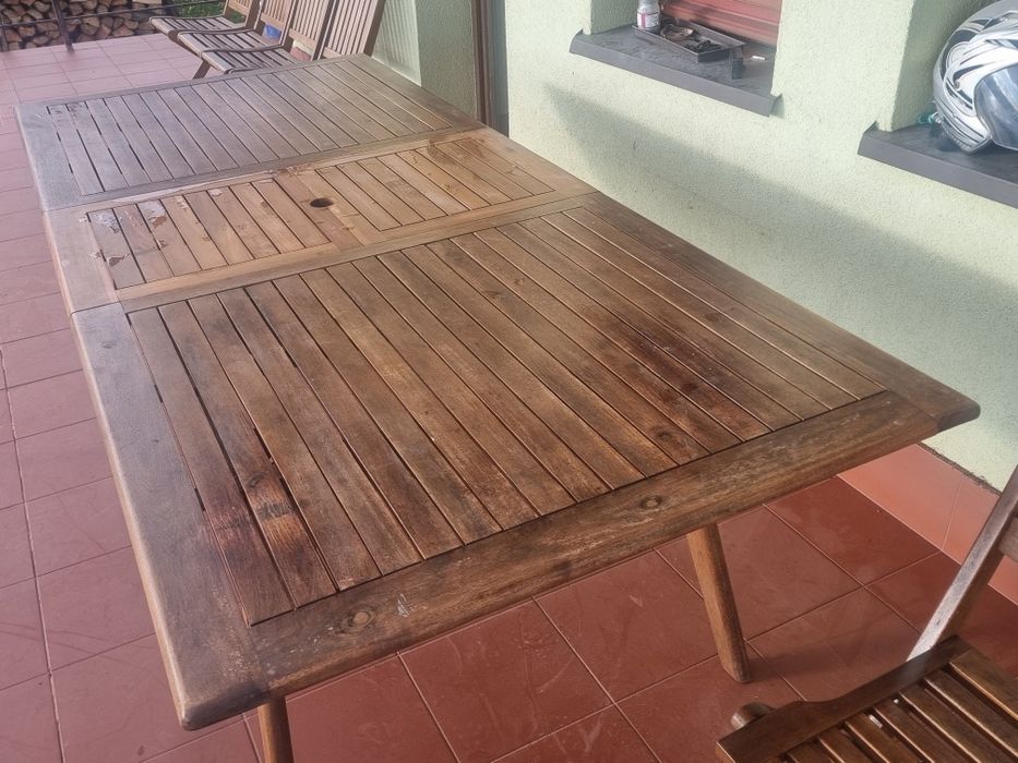 Meble ogrodowe akacjowe - IKEA stół + 6 krzeseł
