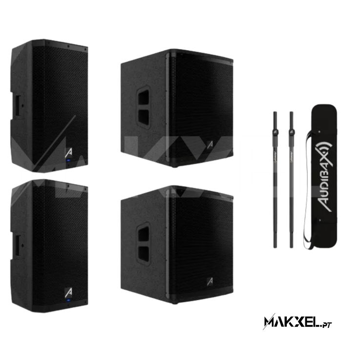 Kit 2 Audibax DSP12 12" + 2 Audibax DSP12s Subwoofer