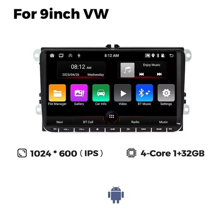 Rádio multimédia para carro 9" VW