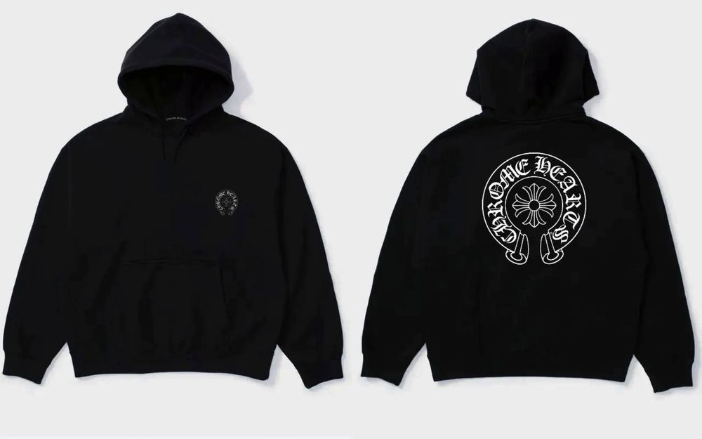 Мужские худи Chrome Hearts Logo черная унисекс Хром Хартс толстовка