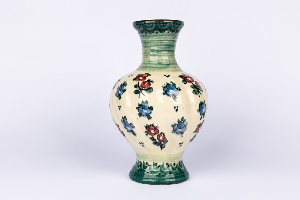 Ręcznie malowany ceramiczny dzban wazon vintage kwiatki