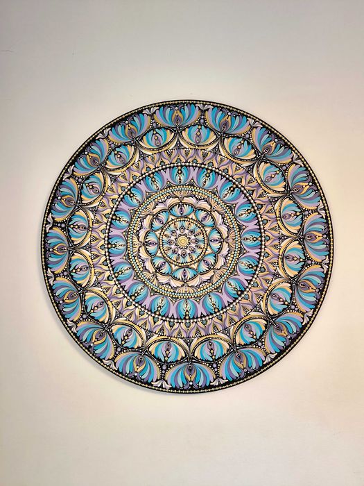 Mandala ręcznie malowana 80 cm - farby akrylowe