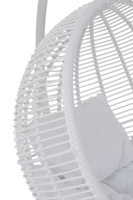 Fotel wiszący okrągły biały stal/technorattan