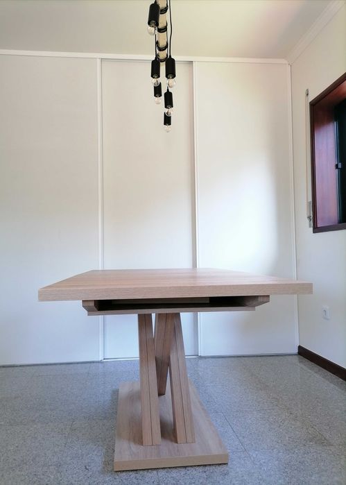 Mesa Extensível Madeira Cor Carvalho NOVA!