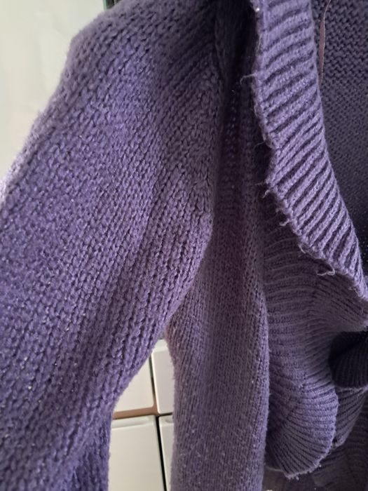 Sweter kardigan fioletowy gruby mięsisty M/L