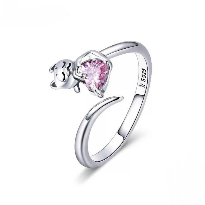 Manufaktura Łącka Pierścionek srebrny 925 kot kotek na prezent