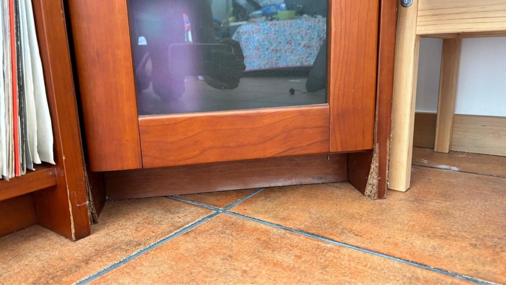 Conjunto ds 4 móveis de sala madeira e vidro