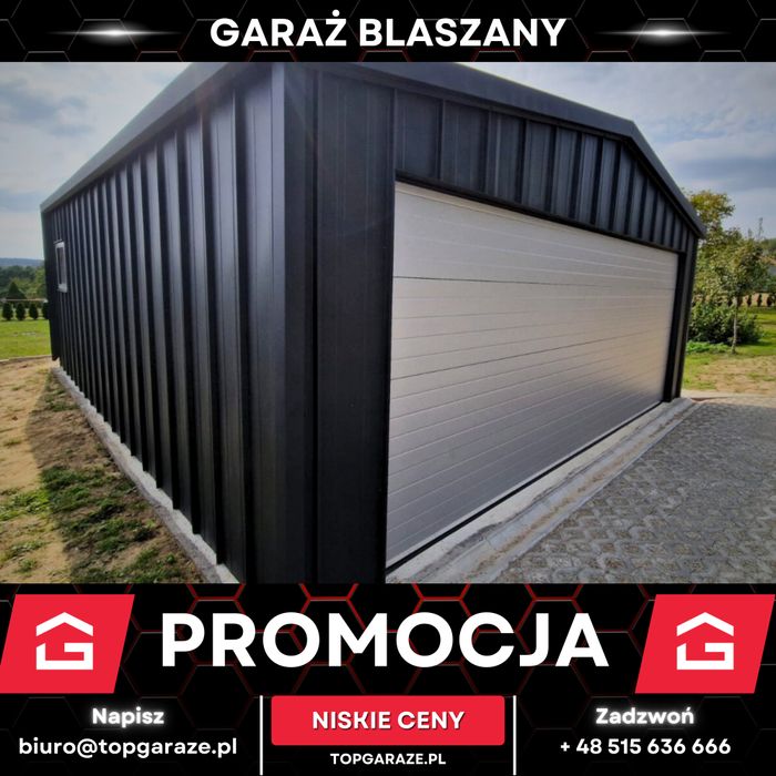 Garaż 6x5m dwustanowiskowy blaszany blacha NA RĄBEK |6x6 7x8 9x5|
