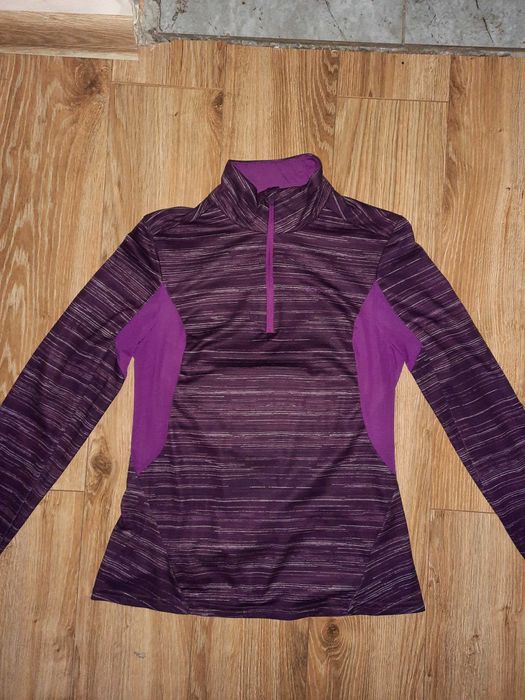 Bluza fioletowa z białymi wąskimi paseczkami