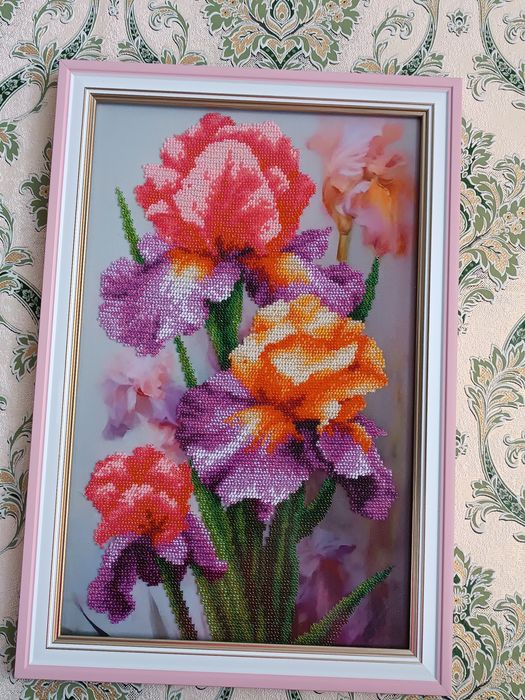 Картина квіти з бісеру