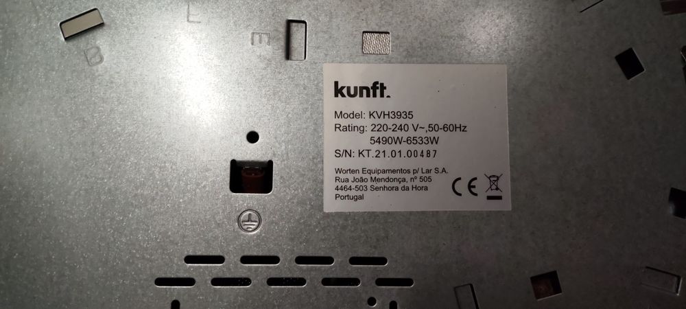Placa vitrocerâmica Kunft, apenas 1 disco pequeno que não funciona