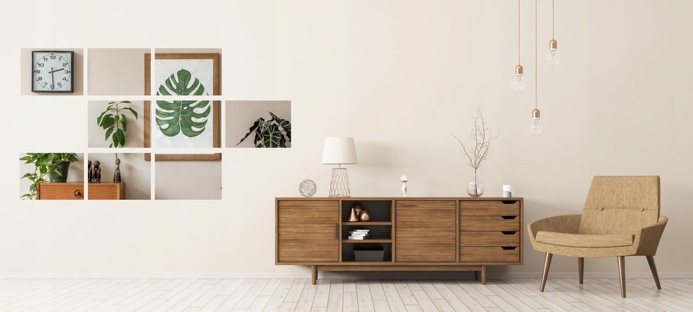 LUSTRO ścienne do przyklejenia 21x30cm zestaw 9szt taśma