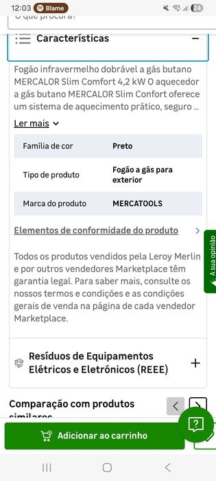 Vendo aquecedor a gás butano infravermelho 4,2 kW (usado)