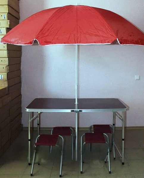 Стіл туристичний розкладний. Складаний стіл для пікніка + 4 стільці